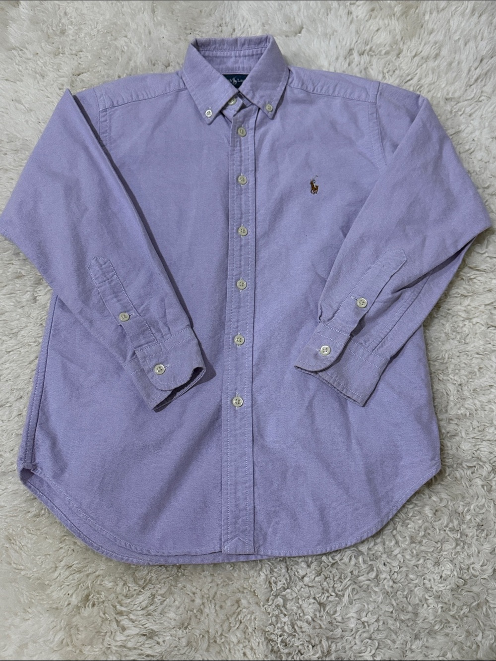 Polo by Ralph Lauren Boys Lavander Purple Oxford Button-Down Shirt M (8)